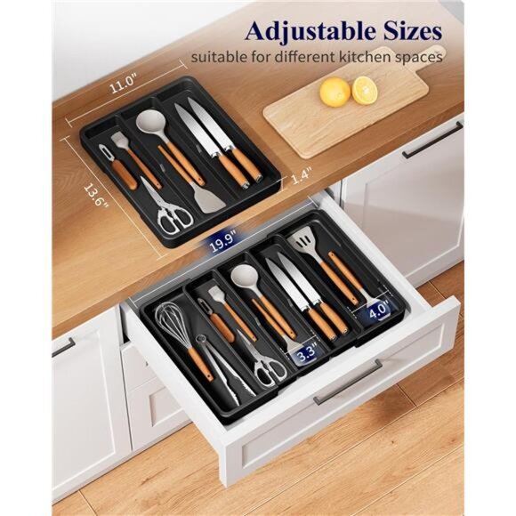 Expandable Silverware Organizer Utensil Drawer Kitchen Storage Flatware Organize - Picture 5 of 8